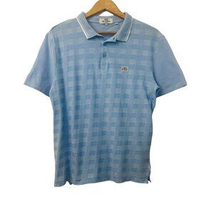 Ben Sherman Cotton Polo Shirt Short Sleeves Light Blue Check Size 2XL